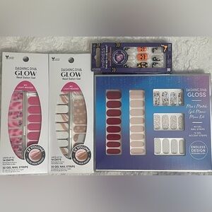 Dashing Diva Gloss Gel Nail Strips Set - Pink, Red, White, Sparkle ✨